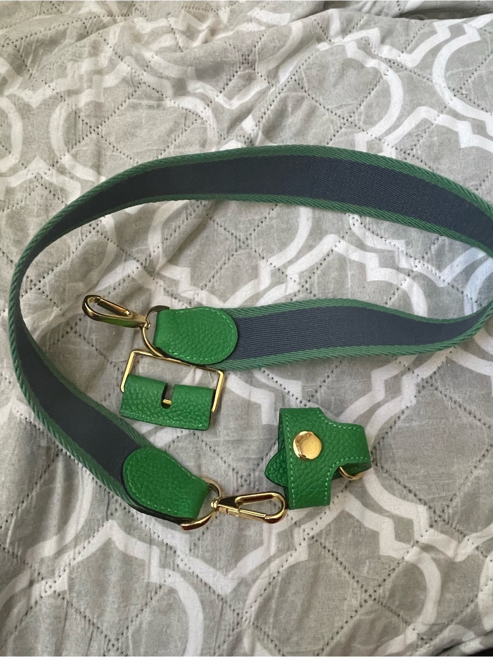 Green and Blue Adjustable Stripe Bag Strap